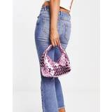Glamorous - Mini-håndtaske i pink metalfarve i flettet PU-Lyserød