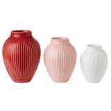Knabstrup vase riller 3-pak hvid, lyserød og bordeaux