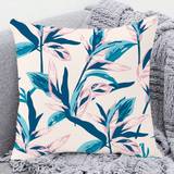 SHEIN 1pc Tropical Plants Leaves, Abstract Roses, Hand Drawn Flowers, Small Floral & Leaves Digital Printed Square Pillow Case. Soft, Comfortable, Breathabl