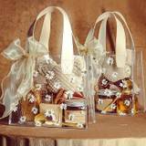 Mini Transparent Pvc Tote Bag, Clear Floral Print Handbag, Fashion Bag For Shopping, Party, Wedding, Birthday, Gift