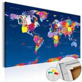 ARTGEIST World Map: Artistic Fantasy - Kunstnerisk verdenskort trykt på kork. Flere størrelser 120x80