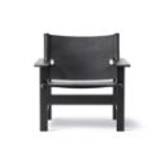 Fredericia Furniture 2031 The Canvas Chair af Børge Mogensen SH: 41,5 cm - Sort Canvas/Sortlakeret Eg