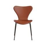 3107 stol, fuldpolstret Soft læder cognac/brown bronze stel af Arne Jacobsen