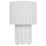 Bordlampe hvid hvid hvid 40 cm keglelampe i porcelænslinned håndlavet ribbet moderne stil