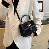 SHEIN Black Bag Lady 2024 New Fashion High-End Sense Hand-Held Shoulder Bag Large Capacity Crossbody Mini Square Bag