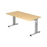 Hammer højdejusterbart skrivebord i stål og melamin H65 - 80 x 160 x 80 cm - Sølvgrå/Ahorn