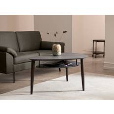 Thomsen Furniture Katrine sofabord m. hylde (laminat med sort kant, oval bordplade, large)