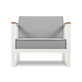 Tahiti udendørs lounge havestol i stål og polyester B90 x D85 cm - Hvid/Grå
