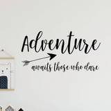 Adventure Awaits Those Who Dare Quotes Wall Decal Art Home Vinyl Stickers Background Bedroom Art Design Wallpaper Mural House Design - Black - one-size