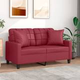 vidaXL 2-personers sofa med pyntepuder 120 cm kunstlæder vinrød
