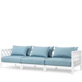 Eichholtz Ocean Club sofa - white finish / mineral blue sunbrella