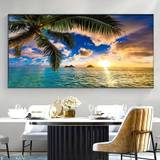 SHEIN 1 Piece Canvas Poster, Modern Art, Summer Wave Palm Beach Seascape Painting, Ocean Natural Picture Wall Decoration, Ideal Gift For Bedroom Living Room