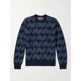 Missoni - Stretch Cotton-Blend Jacquard Sweater - Men - Blue - IT 46