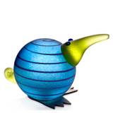 Glaskunst Kiwi fugl i lyseblå. Humoristisk og smuk kunst håndværk til pynt fra Borowski.