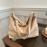 Classic  Large Capacity  Simple Design Single Shoulder Tote Bag Suitable For Womens Daily Use - Khaki