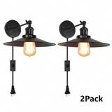 SHEIN 2Pack Retro Industrial Wall Lamp Iron Art Lampshades Lamp Single Head Loft Lamps For Bedroom Coffee Indoor Lighting E27