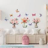 SHEIN 1pc Flower Vase & Butterfly Wall Sticker