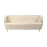 GUBI | Stay Sofa - Wood Legs - 150/190cm - Curly Moonlight (sheepskin), 190x70 cm