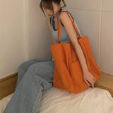Solid Color Canvas Minimalist Large Capacity Trendy Fashion Tote Bag Versatile Ins Large Capacity Bag Shopping Bag Atmospheric Bag A MustHave Item For - Orange - one-size
