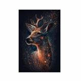SHEIN 1pcs Abstract Painting Of Deer With Stars In Its Eyes Canvas Painting Print Poster Wall Art Picture Nordic Living Room Decor No Frame