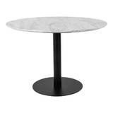 Bolzano Spisebord - Spisebord med top i marmor look og sort ben ø110x75cm