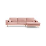 Tugela højrevendt chaiselong sofa i bøgetræ og velour B281 x D154 cm - Bøg/Pink