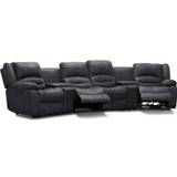 Cinema 4-personers sofa med justerbar nakkestøtte - Sort ægte læder