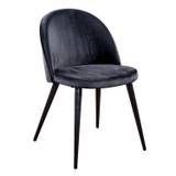 Velvet spisebordsstol, m. armlæn - sort velour og sort metal