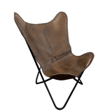 Flagermusstol i ægte læder (fås i flere forskellige farver) (Farve: Brun læder - Sort stel)