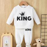 Toddler Baby Boy Clothes Set Long Sleeve Sweatshirt Casual Trousers Fall Winter Kids Tracksuit Boys Sweatshirt Set With King Letter Print