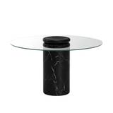 Karakter - Castore dining table Ø130, Nero Marquina / clear glass