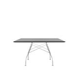 Kartell - Glossy Square Table 4560 130x130, Chrome, Black Polyester