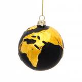 Julekugle - Globus (guld/sort)