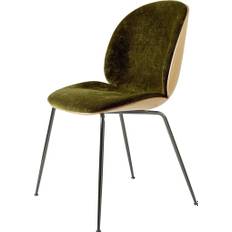 GUBI Beetle Dining Chair Conic Base SH: 43,5 cm - Black Chrome Base/Veneer Shell/Mumble