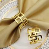 SHEIN 6pcs Gold Hollow Out Metal Napkin Rings For Hotel Banquet Wedding Table Decoration