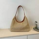 SHEIN Handmade Woven Straw Bag For Women,Summer 2024 New Trendy Retro Versatile Large Capacity Shoulder Bag,Basket Bag, BeachÂ Essentials,Summer Women Bag,P