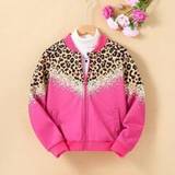 Tween Girl Leopard Print Zip Up Bomber Jacket Without Sweater - Multicolor - 8Y,9Y,10Y,11Y,12Y