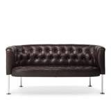 Walter Knoll - Haussmann Sofa 310-20, Polished Chrome-Plated, Leather Cat. 55 Congress 1368 Petrol, Synthetic Glides