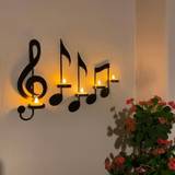 1set/4pcs, Black Music Note Candlesticks, Wall Decor Metal Art Wall Candle Holders Decoration, Musical Note-style Creative Design Candelab