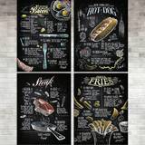 SHEIN Set Of 4 Retro Art Canvas Posters EGGS BACON, HOT DOG, BEEF STEAKS, FRENCH FRIES Cooking Recipe Menu Poster, Canvas Painting Wall Pictures For Kitchen