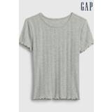 Gap Grey Floral Print Pointelle Short Sleeve Crew Neck Top (4-13yrs)