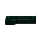 Ruby chaiselong sofa venstrevendt i velour B273 x D180 cm - Flaskegrøn