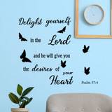 SHEIN 2pcs Delight Yourself In The Lord And He Shall Give You The Desires Of Your Heart Psalm 37:4 Vinyl Wall Decals Quotes Sayings Words Art Decor Letterin