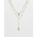Ashiana - Lariat - Halskæde med hjerteformede perler-Guld