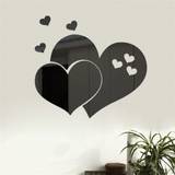 SHEIN One Set Black Heart Shaped Mirror Wall Sticker 3D Creative Home Decoration Illuminate Your Beauty Gift For Mom Mother's Day Gift For Living Room Backd