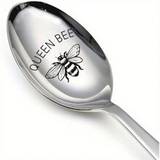 SHEIN 1pc, Queen Bee Funny Stainless Steel Engraved Spoon Coffee Tea Spoon Dessert Ice Cream Spoon For Coffee Lover, Ice Cream Lover, Sister, Mom Gifts