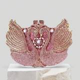 SHEIN Luxury Pink Swan Clutch Crystal Evening Bags,Animal Design Crystal Clutches For Wedding & Bride Party Dinner Ladies Purse Rhinestone Minaudiere Handba