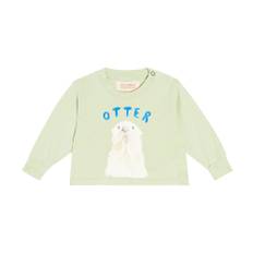 The Animals Observatory Baby otter printed cotton T-shirt - green - 86