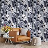 SHEIN Dark Colored Halloween Horror Skull Wall Decoration, Peel & Stick, Suitable For Bedroom Furniture Renovation, Vinyl Furniture, Decorations, Etc. Can B