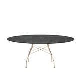 Kartell - Glossy Oval Table 4579 192x118, Gold, Black Marble Finish